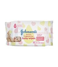 20 PACK JOHNSONS BABY FRAGRANCE FREE WIPES