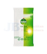60 PACK DETTOL 2 IN 1 ANTIBACTERIAL WIPE