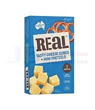 40G REAL TASTY CHEESE CUBES & MINI PRETZELS